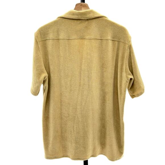Gil Rodriguez Camel Terry Cloth Button Collared Oversized Tommy Shirt S MSRP 120 - Picture 2 of 8